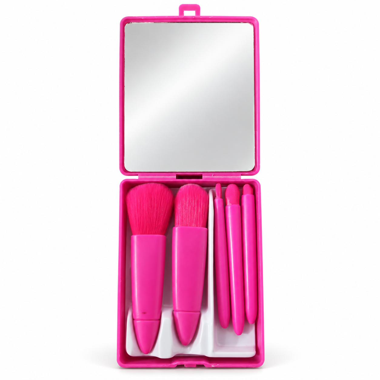Pink Travel Makeup Brush Set with Mirror · 5 pieces - Unbranded in Bangladesh